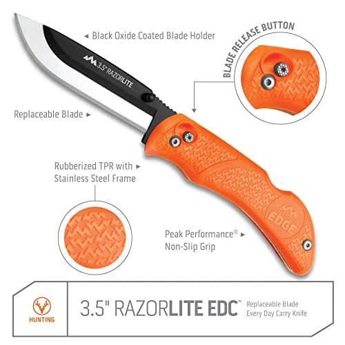 OUTDOOR EDGE Razor-Lite Folding Hunting Knife – 3.5" Replaceable Blades | Non-Slip Rubber Handle thumbnail 3