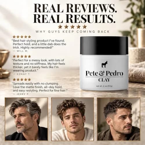 Pete & Pedro Hair Styling Clay 2 oz | Medium Hold, Low Shine, Matte Finish for Men thumbnail 8