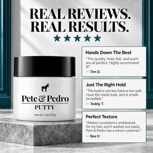 Pete & Pedro Hair Putty Strong Hold, Low Shine, Matte Finish Hair Clay 2 oz | Water-Based, Paraben-Free Styling Aid thumbnail 8
