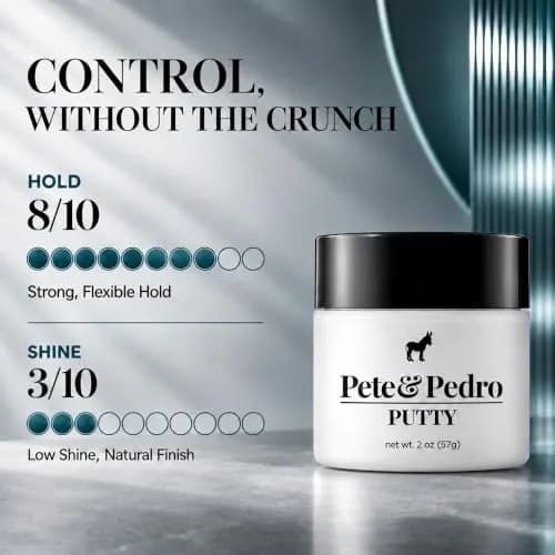 Pete & Pedro Hair Putty Strong Hold, Low Shine, Matte Finish Hair Clay 2 oz | Water-Based, Paraben-Free Styling Aid thumbnail 4