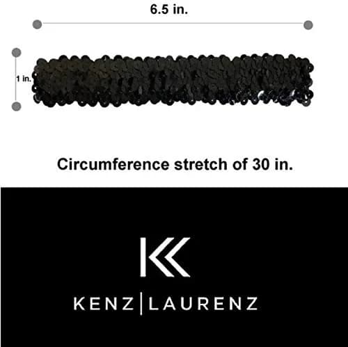 Kenz Laurenz 12 Sequin Headbands Elastic Stretch Sparkly Headband for Teens Girls Women Fits Most thumbnail 3