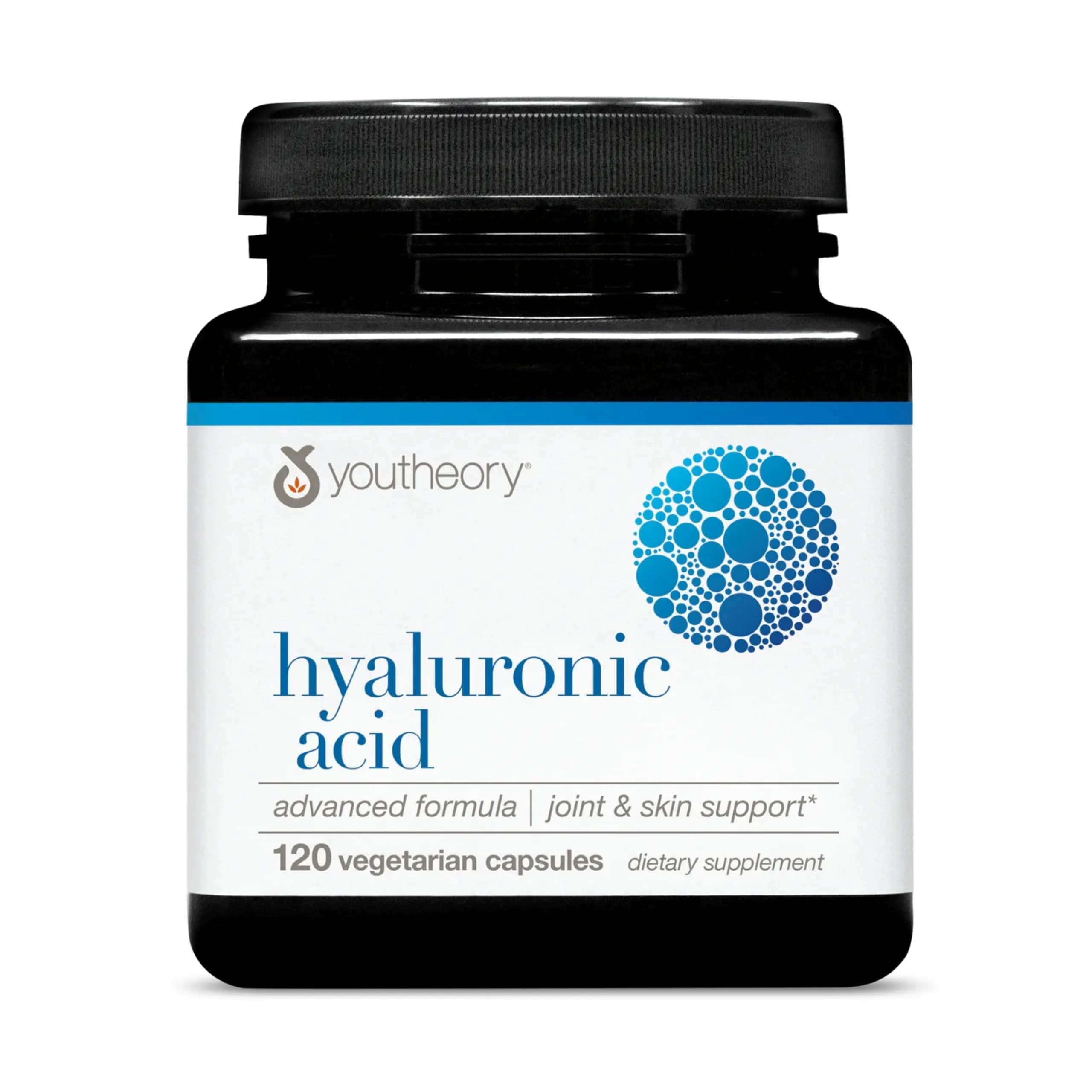 Youtheory Hyaluronic Acid Advanced Formula 120 Vegetarian Capsules | Supports Joint Health & Skin Vitality — No Color