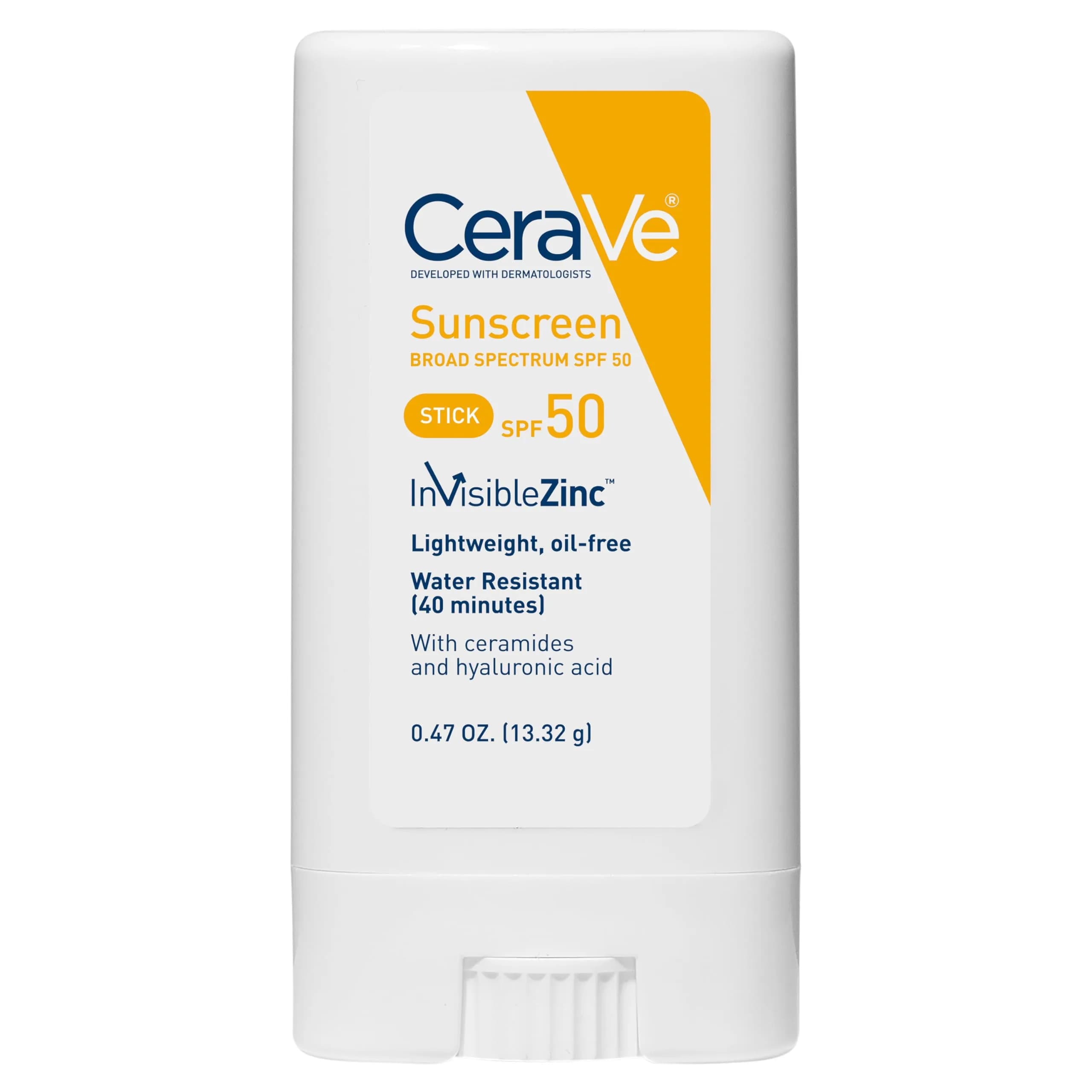 CeraVe Mineral Sunscreen Stick SPF 50, Broad Spectrum UVA/UVB Protection | 13.87ml (0.47 Fl Oz) - main product image