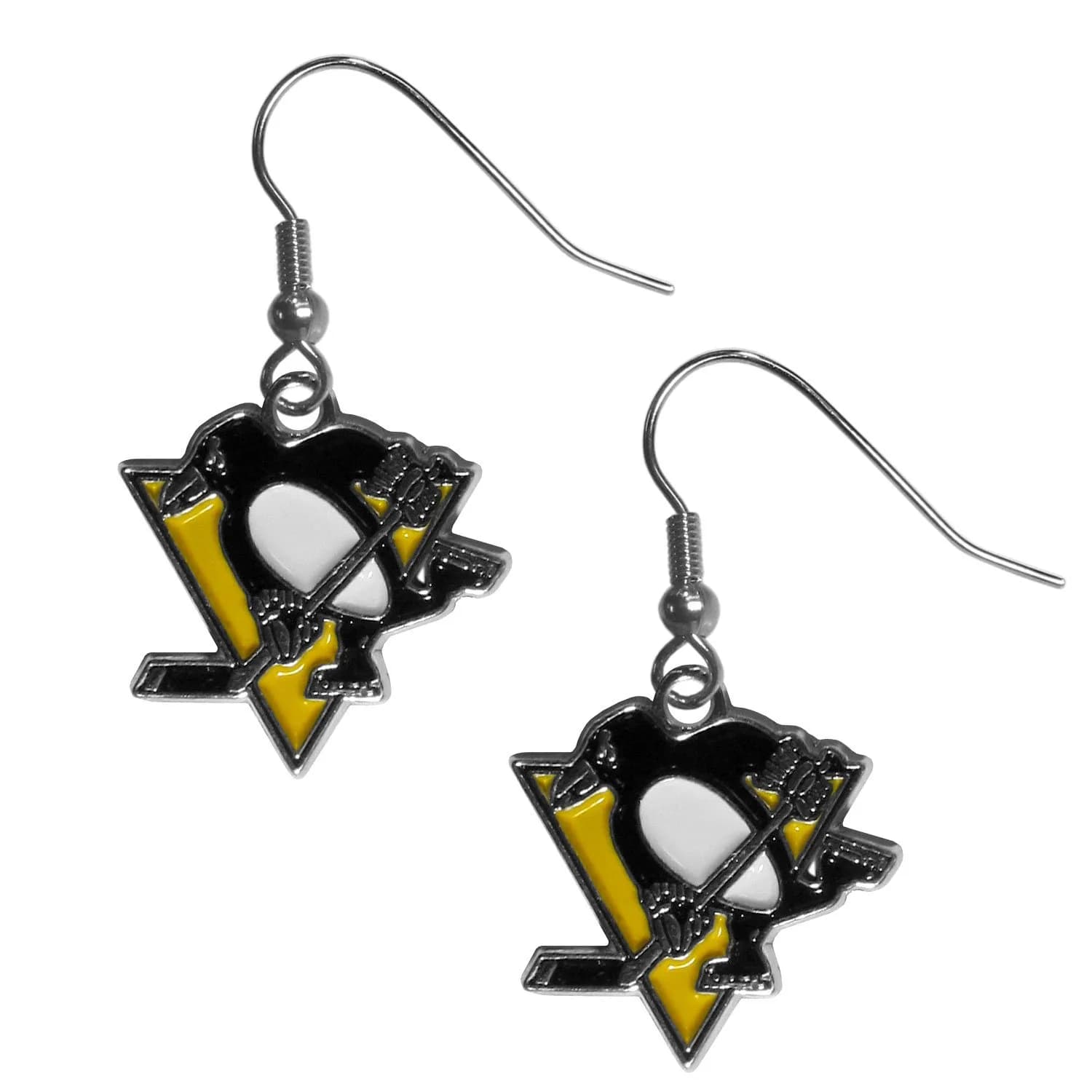 Siskiyou Pittsburgh Penguins Chrome Dangle Earrings One Size | Team Colors, Lightweight & Hypoallergenic — Team Color