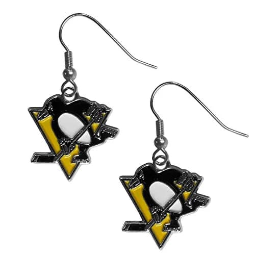 Siskiyou Pittsburgh Penguins Chrome Dangle Earrings One Size | Team Colors, Lightweight & Hypoallergenic thumbnail 1