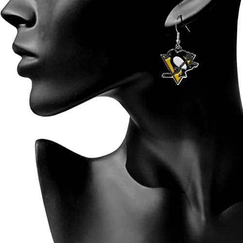 Siskiyou Pittsburgh Penguins Chrome Dangle Earrings One Size | Team Colors, Lightweight & Hypoallergenic thumbnail 2