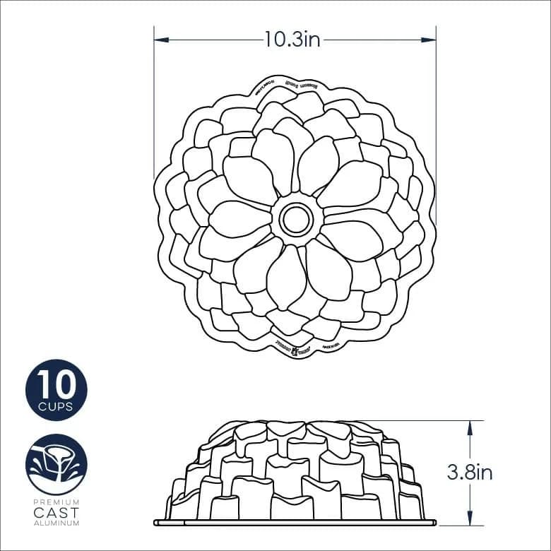 Nordic Ware Blossom Bundt Pan ,Toffee | Intricate Cast Aluminum Cake Pan for Elegant Baking thumbnail 6