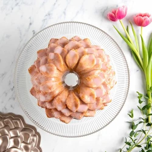 Nordic Ware Blossom Bundt Pan ,Toffee | Intricate Cast Aluminum Cake Pan for Elegant Baking thumbnail 2