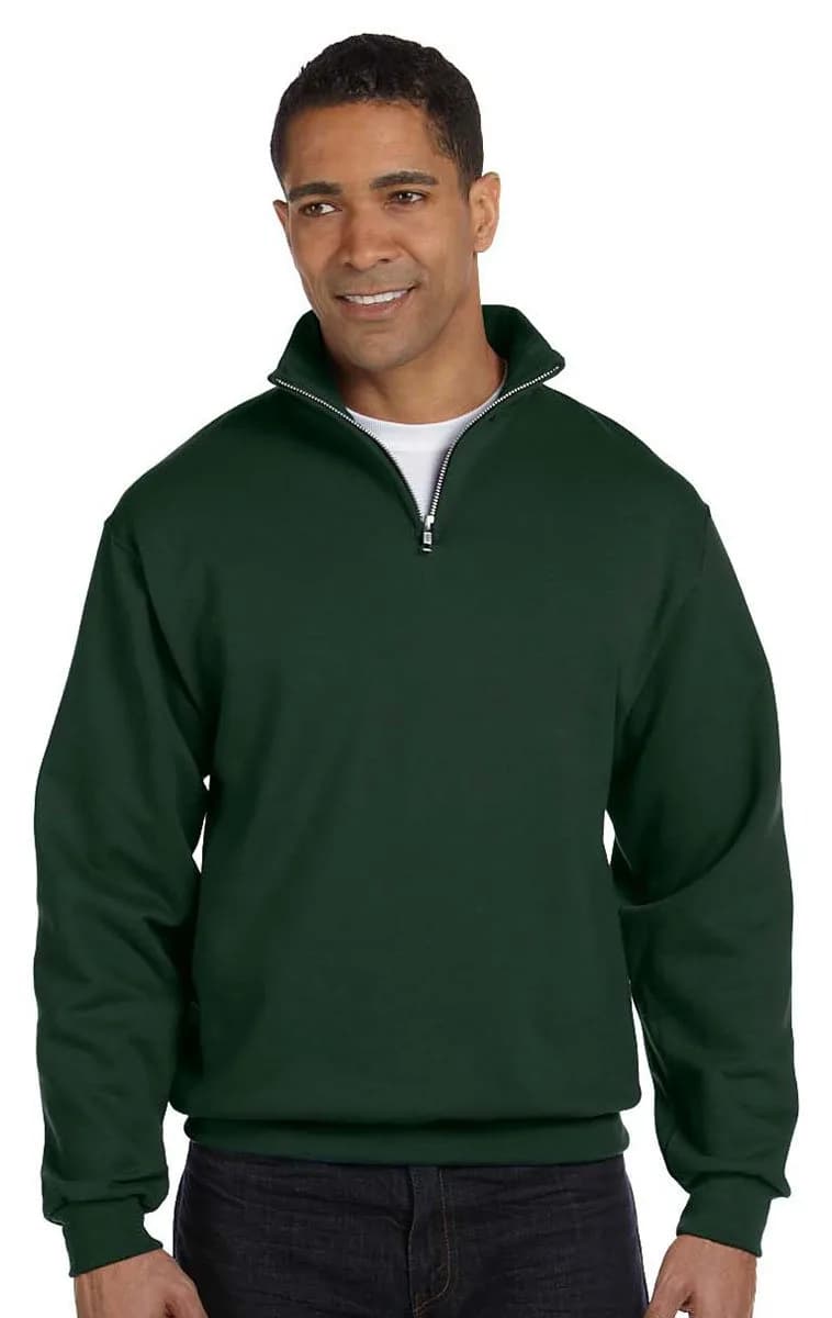Jerzees NuBlend 1/4-Zip Cadet Collar Sweatshirt 8.0 oz Small Forest Green | Virtually Pill-Free Warmth