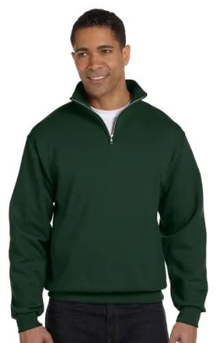 Jerzees NuBlend 1/4-Zip Cadet Collar Sweatshirt 8.0 oz Small Forest Green | Virtually Pill-Free Warmth thumbnail 1