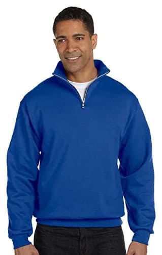 Jerzees NuBlend 1/4-Zip Cadet Collar Sweatshirt 8.0 oz Small Forest Green | Virtually Pill-Free Warmth thumbnail 2