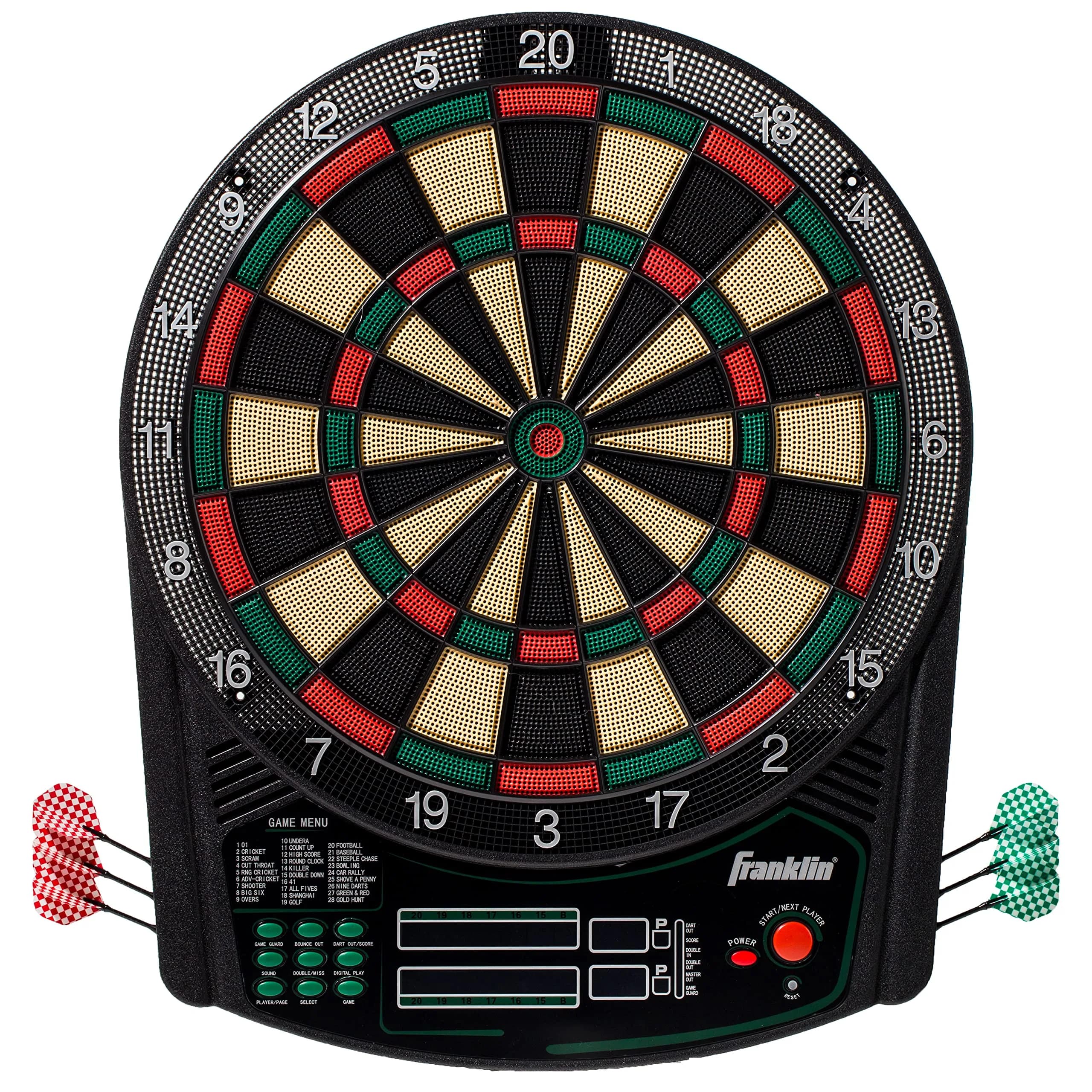 Franklin Sports FS6000 Electronic Dartboard 15" | 28 Games, Soft Tip for Kids & Adults — Tournament Electronic Dartboard – 177 Games
