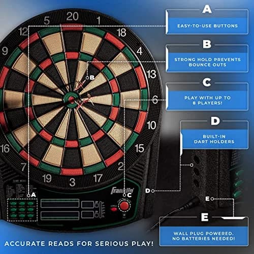 Franklin Sports FS6000 Electronic Dartboard 15" | 28 Games, Soft Tip for Kids & Adults thumbnail 7