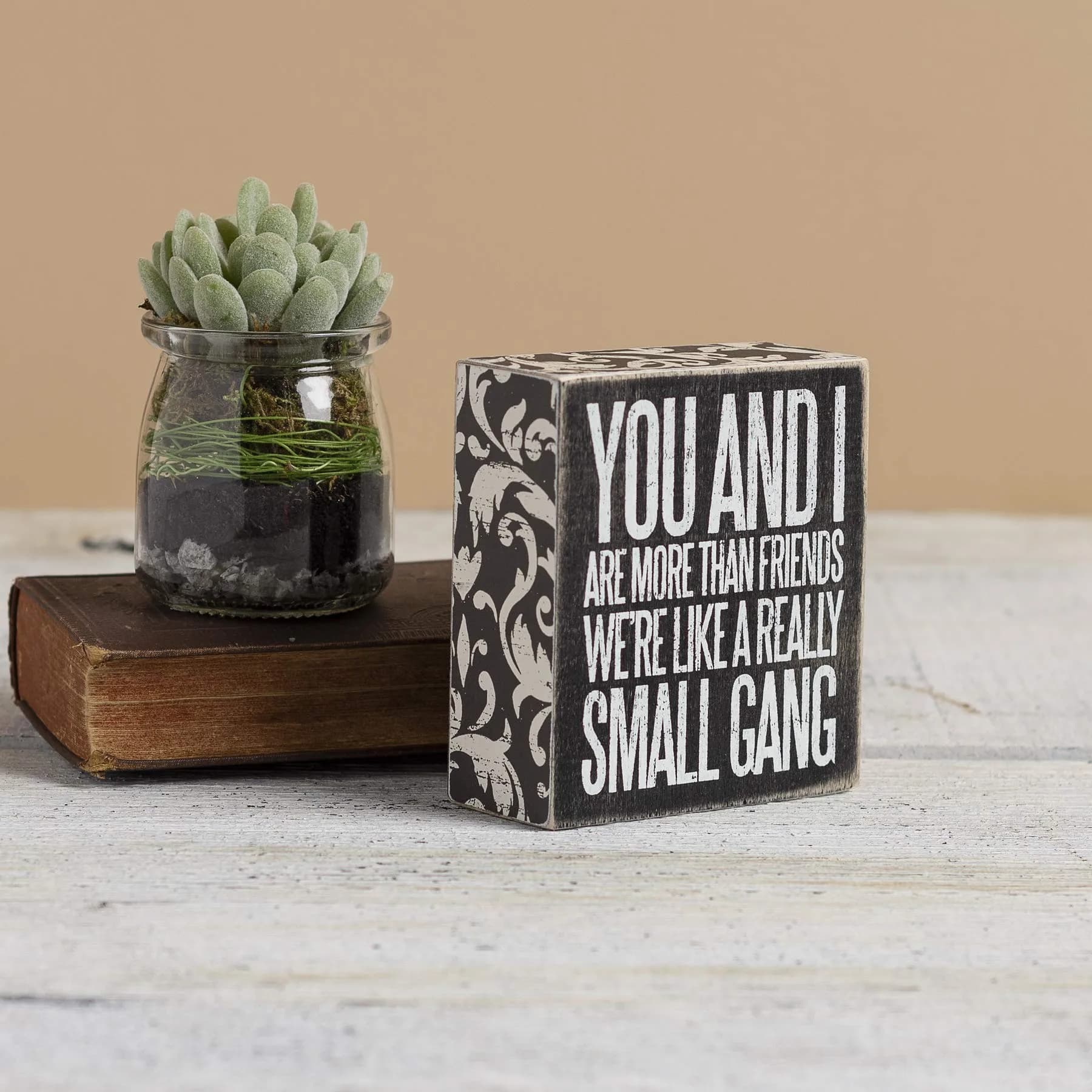 Primitives by Kathy You and I Box Sign 10cm x 11.4cm | Friends Sentiment with Distressed Finish - view 2