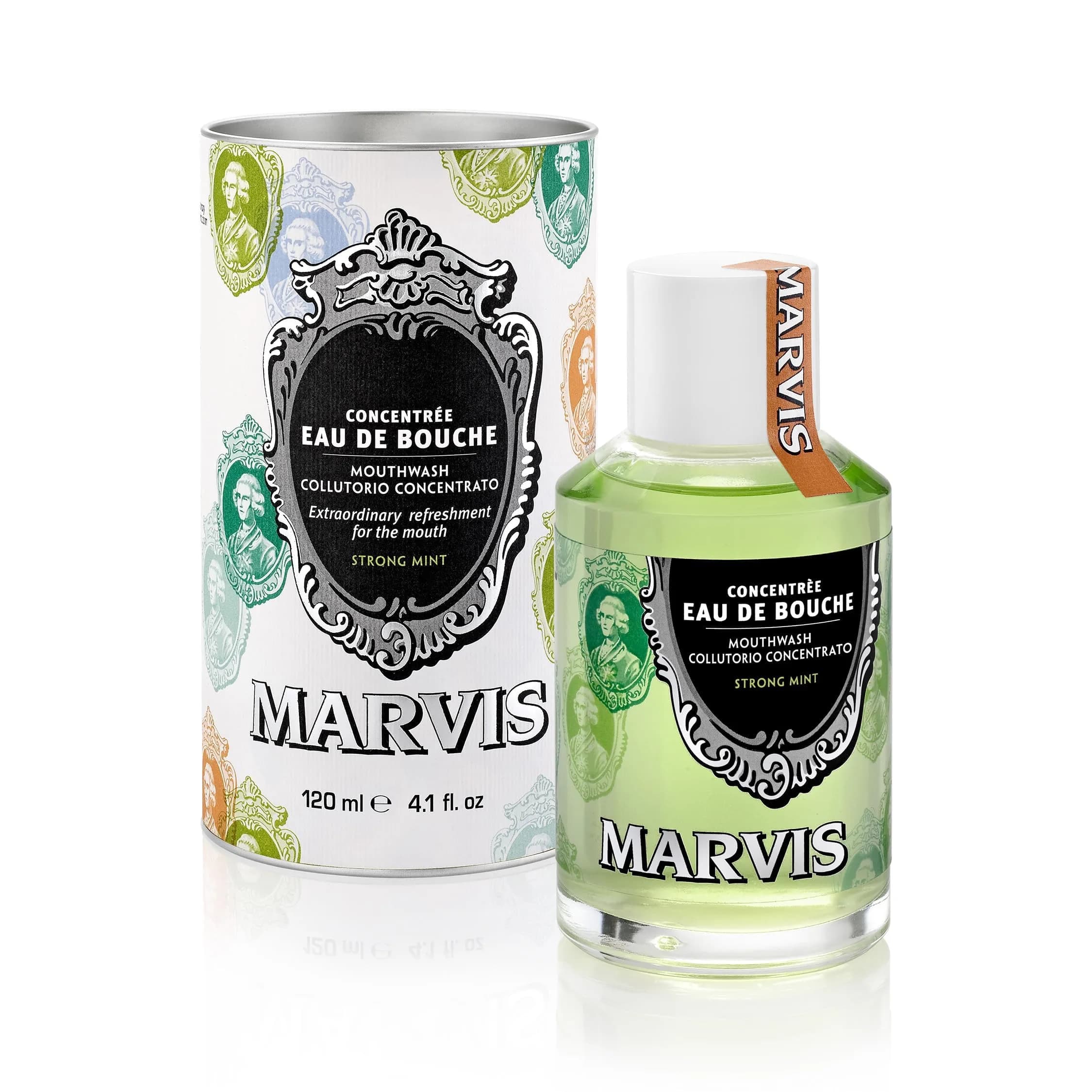 Marvis Strong Mint Mouthwash Concentrate 121 ml (4.1 Fl Oz) | Kills Germs & Neutralizes Odor