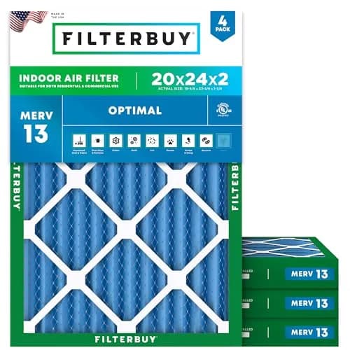 Filterbuy 20x24x2 MERV 13 Air Filter 4-Pack | Captures 98% Dust, Smoke & Allergens thumbnail 1