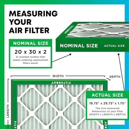 Filterbuy 20x30x2 MERV 13 Air Filter 4-Pack | Captures 98% Dust & Smoke thumbnail 2