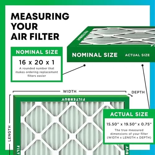 Filterbuy 16x20x1 MERV 13 Air Filter 4-Pack | Captures 98% Dust & Smoke thumbnail 2