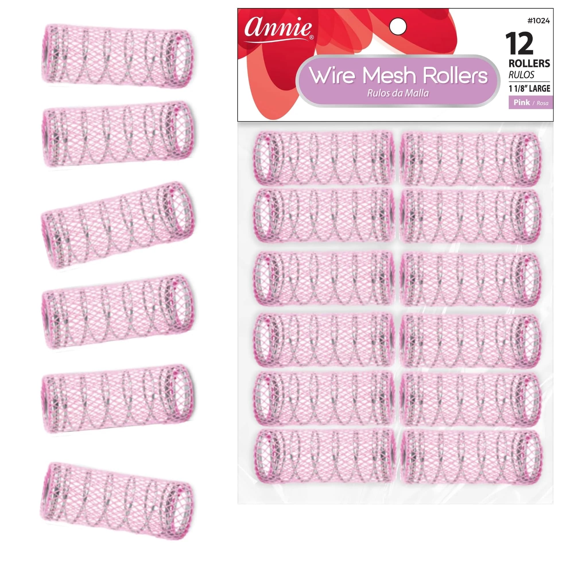 Annie Wire Mesh Rollers 12 Count Large 1 1/2 Inch | Heatless Curling Tools for All Hair Types