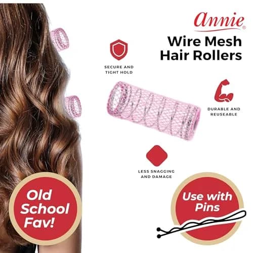 Annie Wire Mesh Rollers 12 Count Large 1 1/2 Inch | Heatless Curling Tools for All Hair Types thumbnail 2
