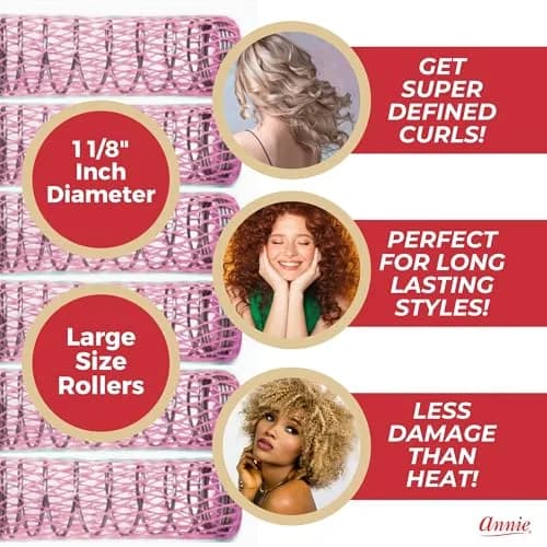 Annie Wire Mesh Rollers 12 Count Large 1 1/2 Inch | Heatless Curling Tools for All Hair Types thumbnail 3