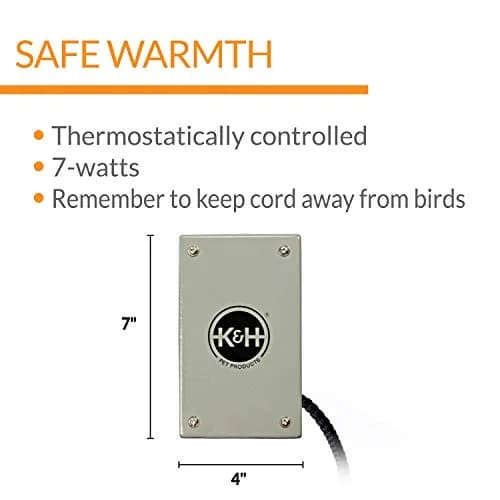 K&H Pet Products Snuggle-Up Bird Warmer 17.8 cm (7x4 in) | Low Voltage Bird Cage Heater for Exotic Birds thumbnail 2
