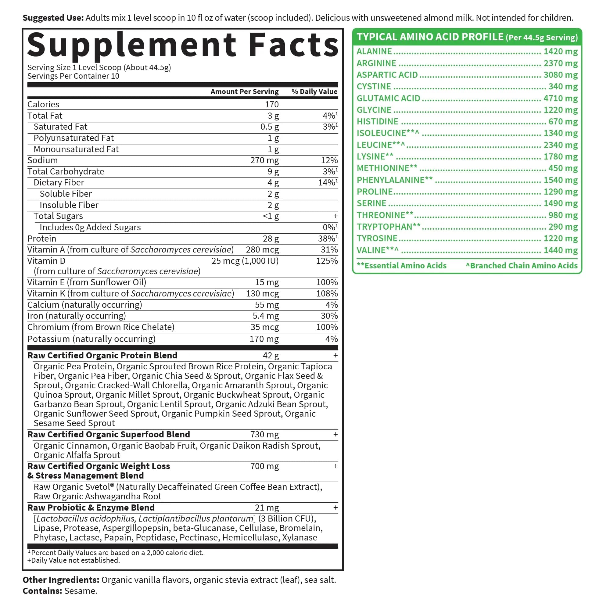 Garden of Life Raw Organic Fit Vegan Protein Powder Original 427g (14 Oz) | 28g Plant Protein for Weight Management - view 6