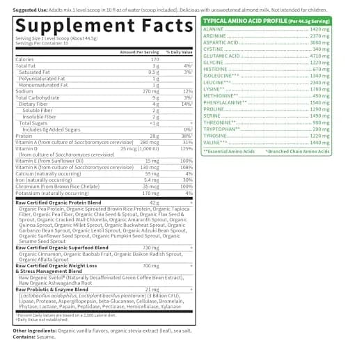 Garden of Life Raw Organic Fit Vegan Protein Powder Original 427g (14 Oz) | 28g Plant Protein for Weight Management thumbnail 6