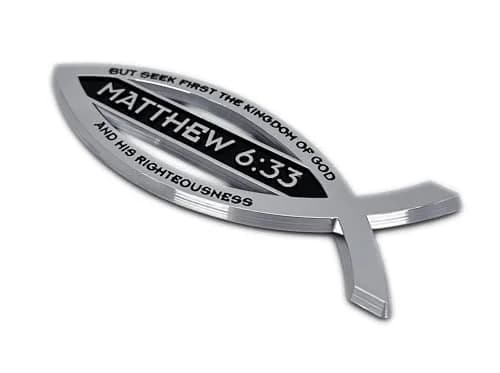 Elektroplate Matthew 6:33 Bible Verse Christian Fish Symbol Chrome Emblem 10.2cm (4") | Premium Chrome Plated Auto Emblem thumbnail 4