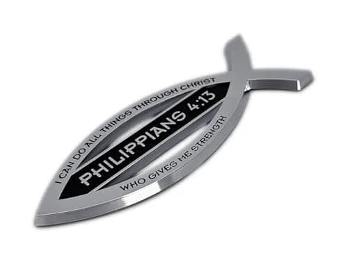 Elektroplate Philippians 4:13 Bible Verse Fish Symbol Chrome Emblem 11.2cm (4.4" L x 1.4" W x 0.2" H) | Christian Faith Auto Emblem thumbnail 4