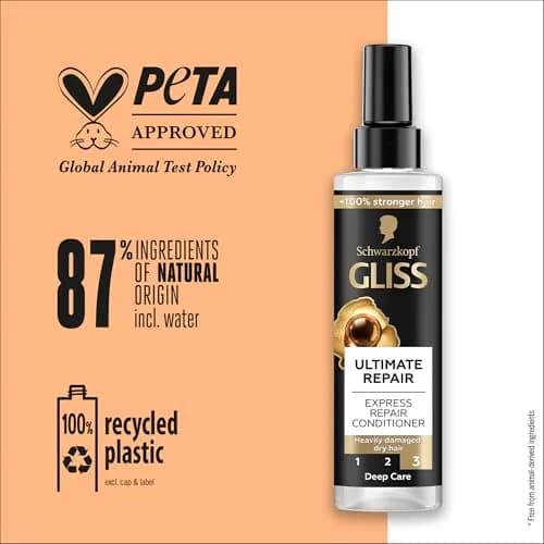 Gliss Kur Ultimate Repair Express Regenerating Conditioner Spray 200ml (6.76 Fl Oz) | Repairs Damaged Hair thumbnail 4
