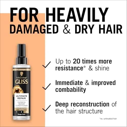 Gliss Kur Ultimate Repair Express Regenerating Conditioner Spray 200ml (6.76 Fl Oz) | Repairs Damaged Hair thumbnail 3