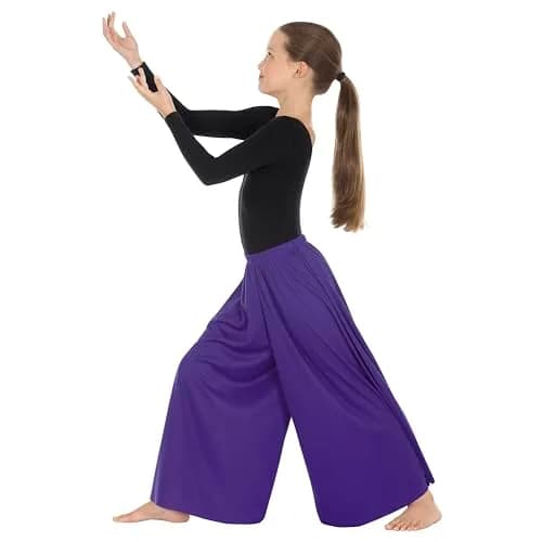 Eurotard Child Palazzo Pants Wide Leg Elastic Waist Purple Large-XL thumbnail 1