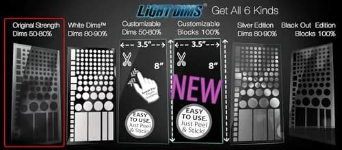 LIGHT DIMS Original Strength LED Light Dimming Shapes 50-80% Black (1 Sheet) thumbnail 7