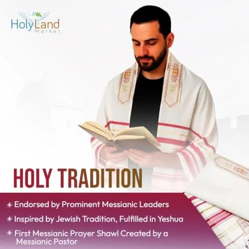 Holy Land Market Women's Messianic Tallit Prayer Shawl Pink Small 178 cm x 56 cm | Authentic Christian Prayer Shawl from Israel thumbnail 4