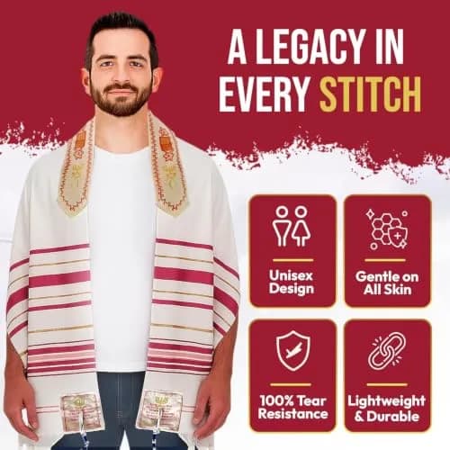 Holy Land Market Women's Messianic Tallit Prayer Shawl Pink Small 178 cm x 56 cm | Authentic Christian Prayer Shawl from Israel thumbnail 6