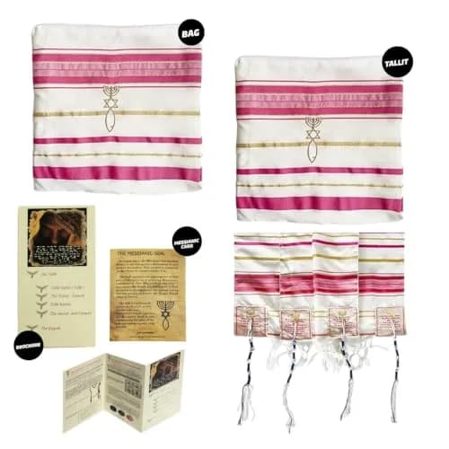 Holy Land Market Women's Messianic Tallit Prayer Shawl Pink Small 178 cm x 56 cm | Authentic Christian Prayer Shawl from Israel thumbnail 9