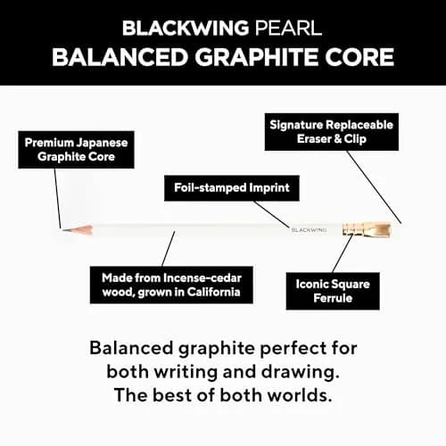 Blackwing Pearl Pencils, Balanced Japanese Graphite, White, 12 Count | Smooth Writing Instrument for Students & Professionals thumbnail 4