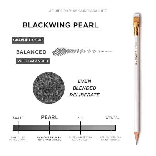 Blackwing Pearl Pencils, Balanced Japanese Graphite, White, 12 Count | Smooth Writing Instrument for Students & Professionals thumbnail 3