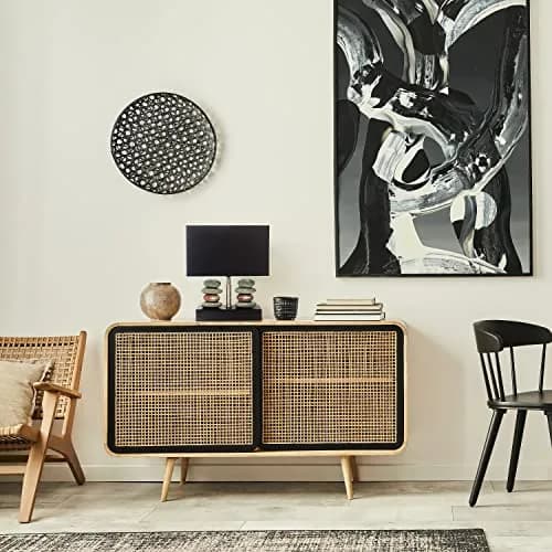 Elegant Designs LT1036-BLK Rectangular Dual Stacked Stone Ceramic Table Lamp, Black | Modern Bedroom & Office Decor thumbnail 5