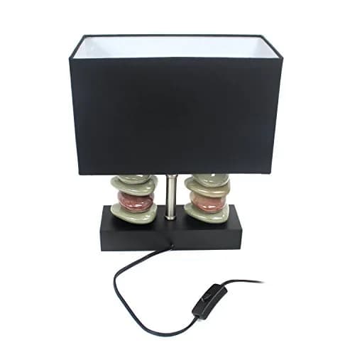 Elegant Designs LT1036-BLK Rectangular Dual Stacked Stone Ceramic Table Lamp, Black | Modern Bedroom & Office Decor thumbnail 6