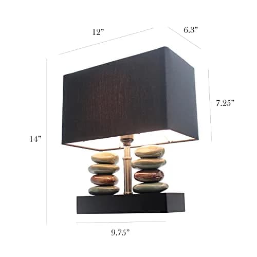 Elegant Designs LT1036-BLK Rectangular Dual Stacked Stone Ceramic Table Lamp, Black | Modern Bedroom & Office Decor thumbnail 2