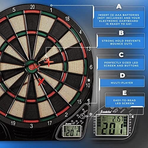 Franklin Sports FS1500 Electronic Dartboard 15" | 65 Game Variations for All Ages thumbnail 7