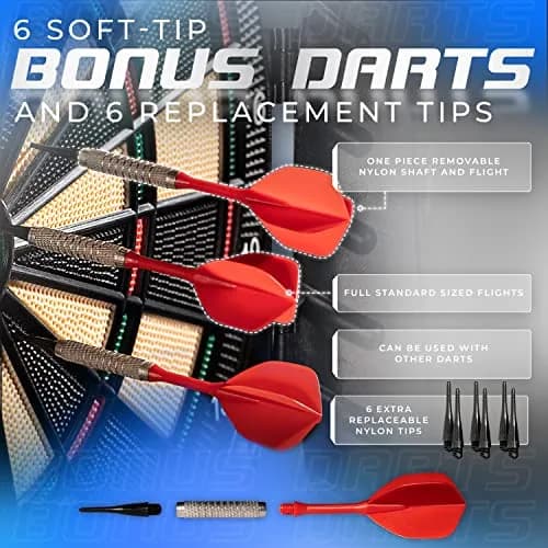 Franklin Sports Electronic Dart Board Set + Cabinet - FS3000 | 15.5" Soft Tip Darts for Family & Game Room thumbnail 6