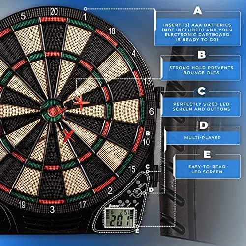Franklin Sports Electronic Dart Board Set + Cabinet - FS3000 | 15.5" Soft Tip Darts for Family & Game Room thumbnail 9