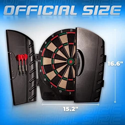 Franklin Sports Electronic Dart Board Set + Cabinet - FS3000 | 15.5" Soft Tip Darts for Family & Game Room thumbnail 2