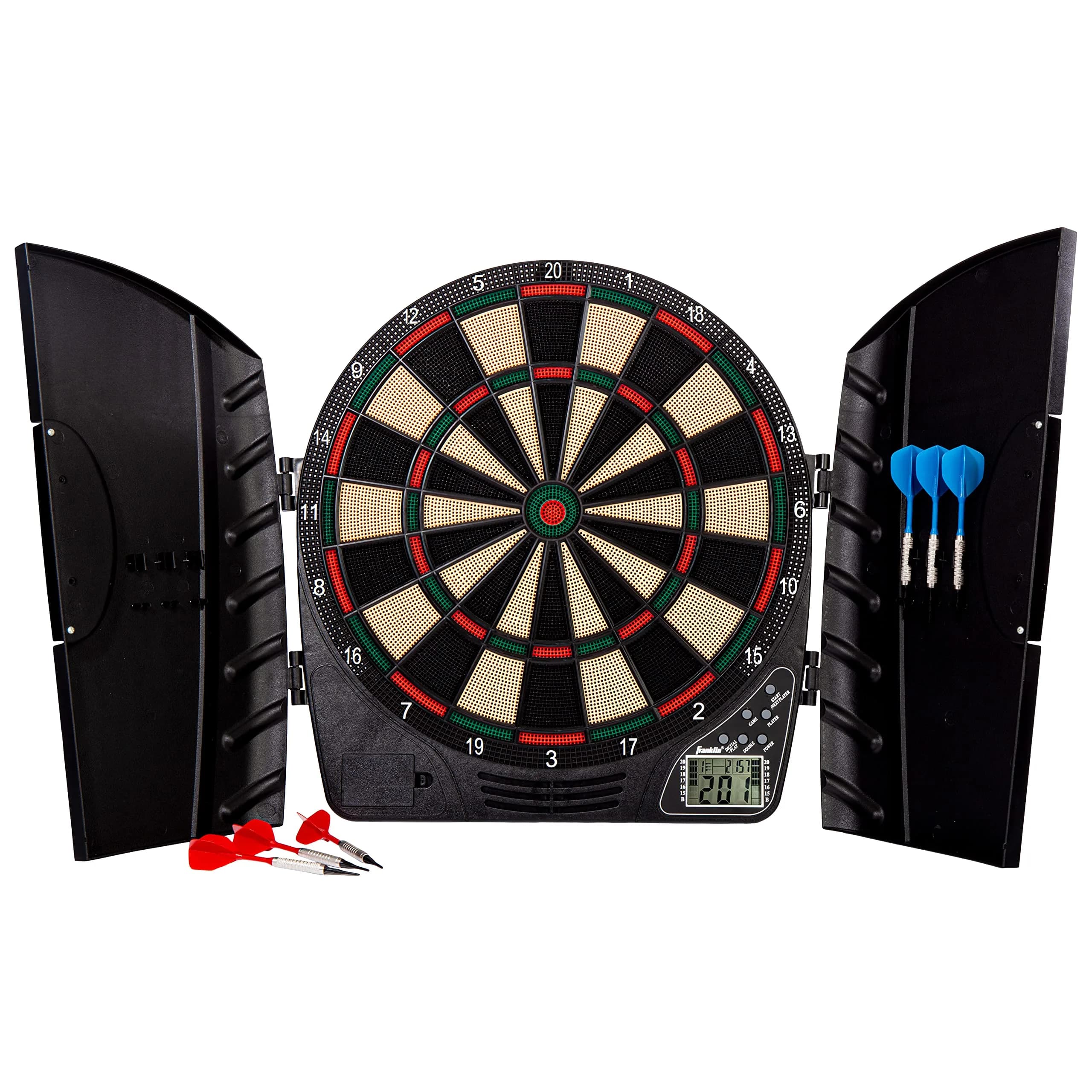 Franklin Sports Electronic Dart Board Set + Cabinet - FS3000 | 15.5" Soft Tip Darts for Family & Game Room - main product image