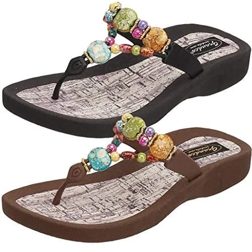 Grandco Women's 24770G Marble Cork Beaded Waterproof Flip-Flops Size 11 | Trendy & Comfortable thumbnail 5