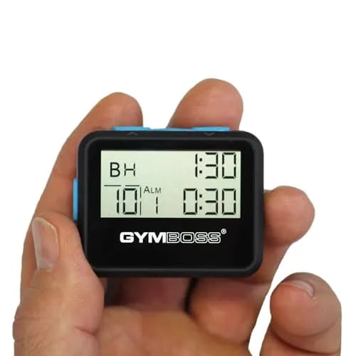 Gymboss Interval Timer and Stopwatch - Black/Blue SOFTCOAT 5.5cm x 4.4cm x 1.4cm | Dual Interval Timer for HIIT & Strength Training thumbnail 2