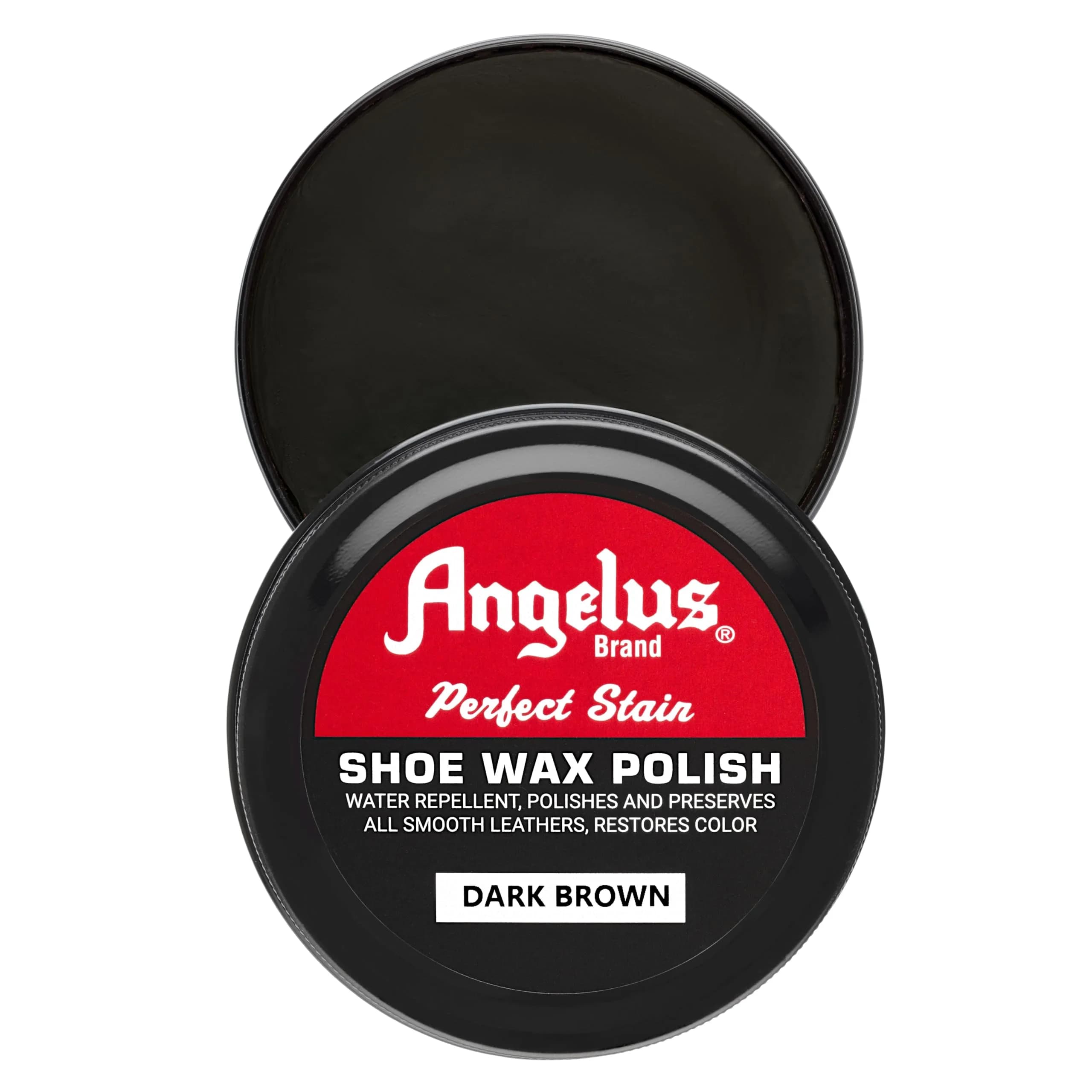 Angelus Shoe Wax Polish 3oz (Tan) | Water-Repellent Leather Care for Boots & Saddles — Dark Brown